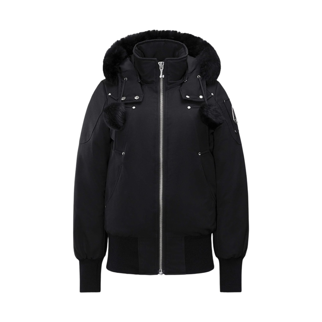 (W) 무스너클 오리지날 데비 봄버 블랙 셔링 블랙((W) Moose Knuckles Original Debbie Bomber Black Shearling Black)