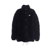 (W) Prada Convertible Velvet Down Jacket Black