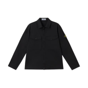 Stone Island 1200128 Organic Stretch Cotton Satin Overshirt Black - 25SS
