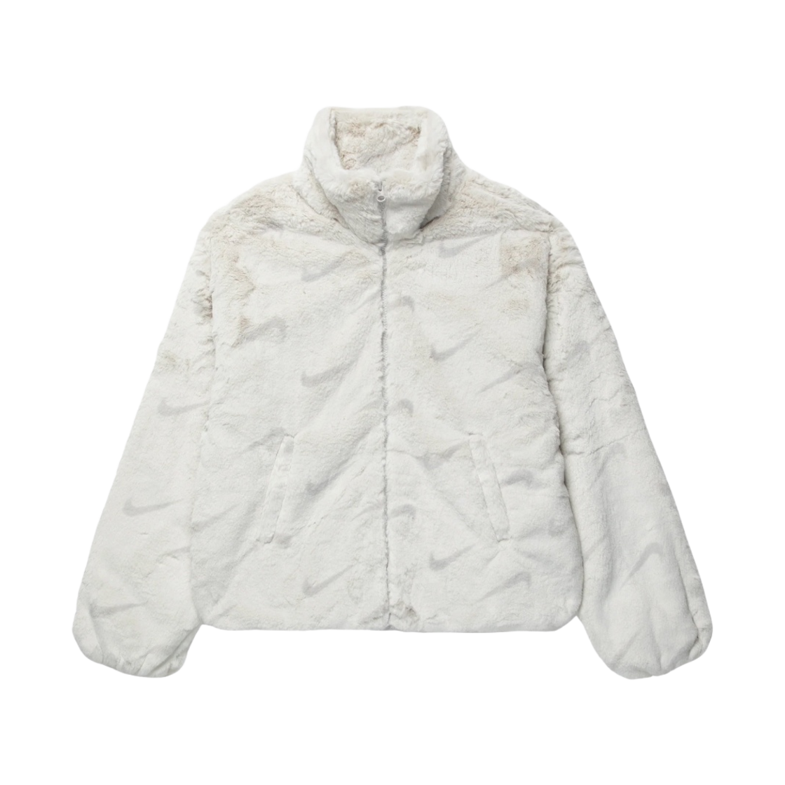 DQ6843-072 (W) Nike NSW Plush Printed Faux Fur Jacket Light Bone - Asia