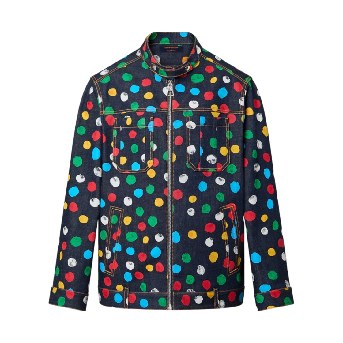 (W) 루이비통 x 야요이 쿠사마 페인티드 닷 데님 자켓 인디고 블루((W) Louis Vuitton x YK Painted Dots Denim Jacket Indigo Blue) - 1