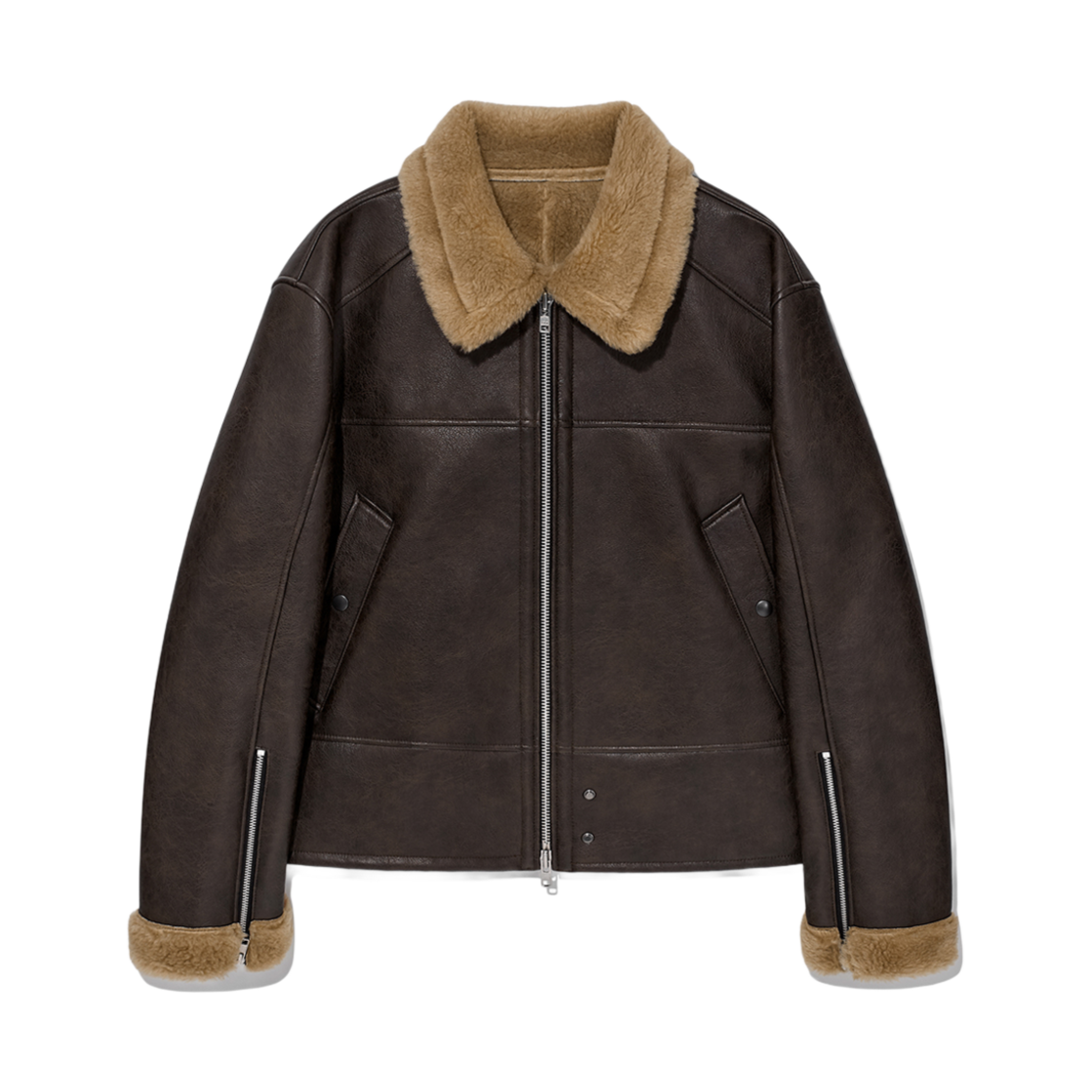 알렌느 3D 포우 시어링 크롭 자켓 브라운(Haleine 3D Faux Shearling Crop Jacket Brown (VJ411))