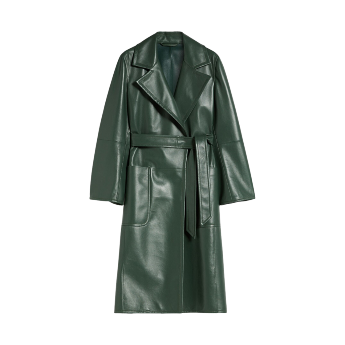(W) 막스마라 캄포 마누엘라 나파 레더 아이콘 코트 모스 그린((W) Max Mara Campo Manuela Nappa Leather Icon Coat Moss Green) - 1
