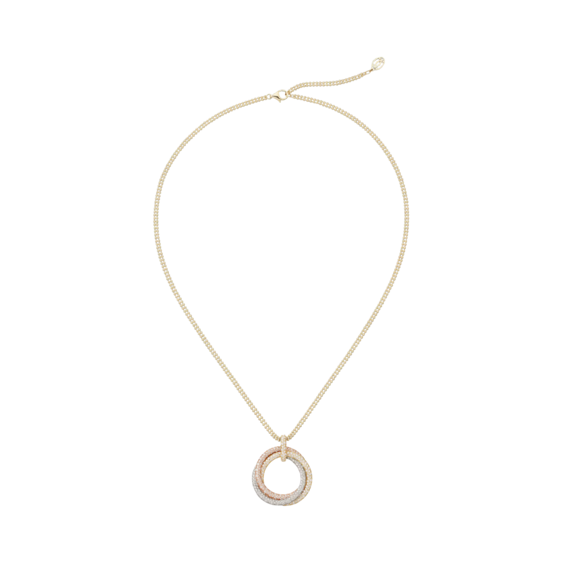 까르띠에 트리니티 네클리스 라지 파베 화이트 골드 핑크 골드 옐로우 골드 다이아몬드(Cartier Trinity Necklace Large Paved White Gold Pink Gold Yellow Gold Diamonds) - 1
