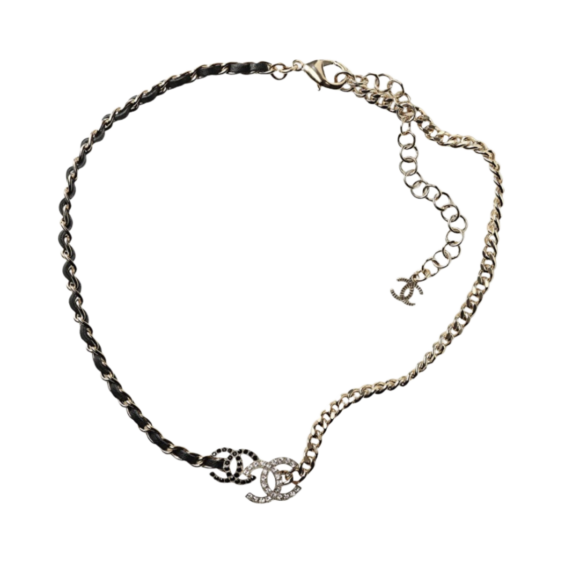 (W) 샤넬 네클리스 메탈 카프스킨 디아만테 & 골드 블랙 크리스탈((W) Chanel Necklace Metal Calfskin Diamante & Gold Black Crystal) - 1