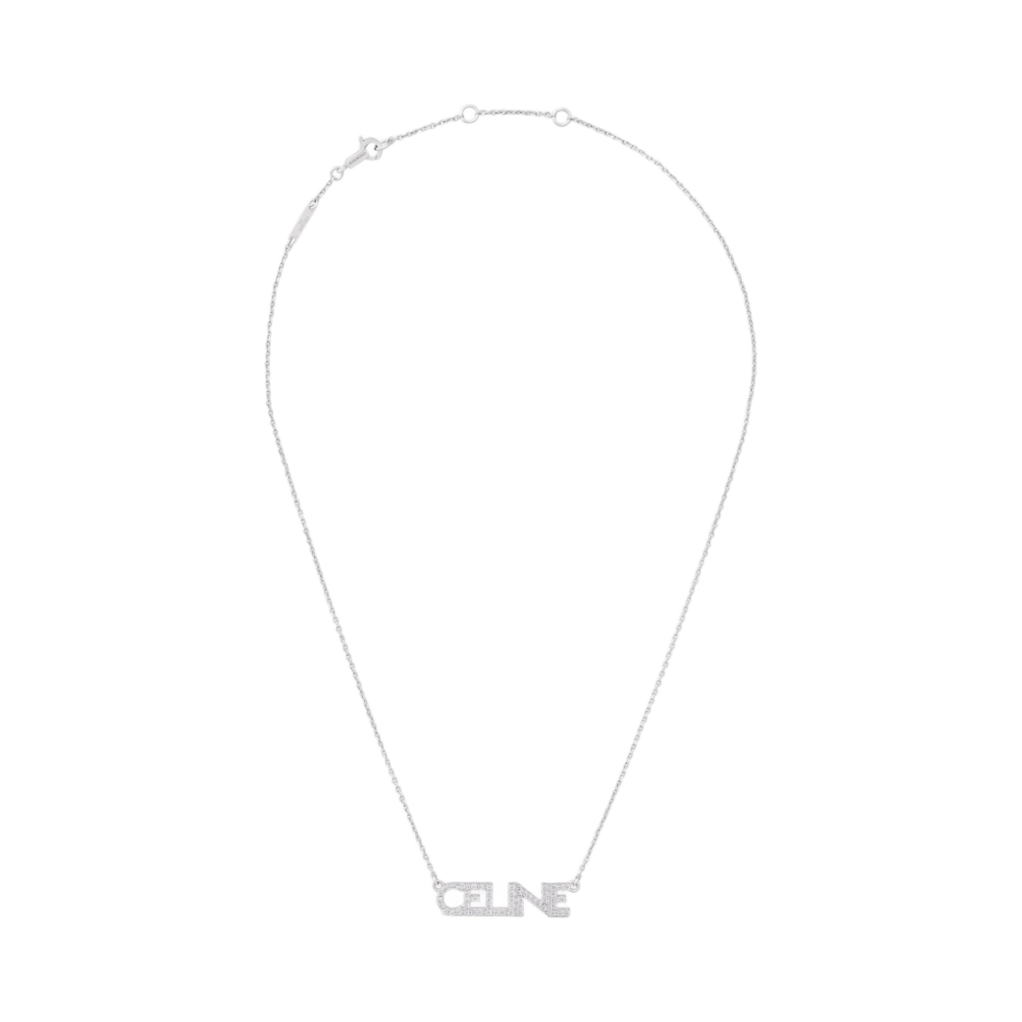 460YR6BCZ-36SI Celine Monochroms Strass Necklace In Brass With Rhodium Finish and Crystals Silver