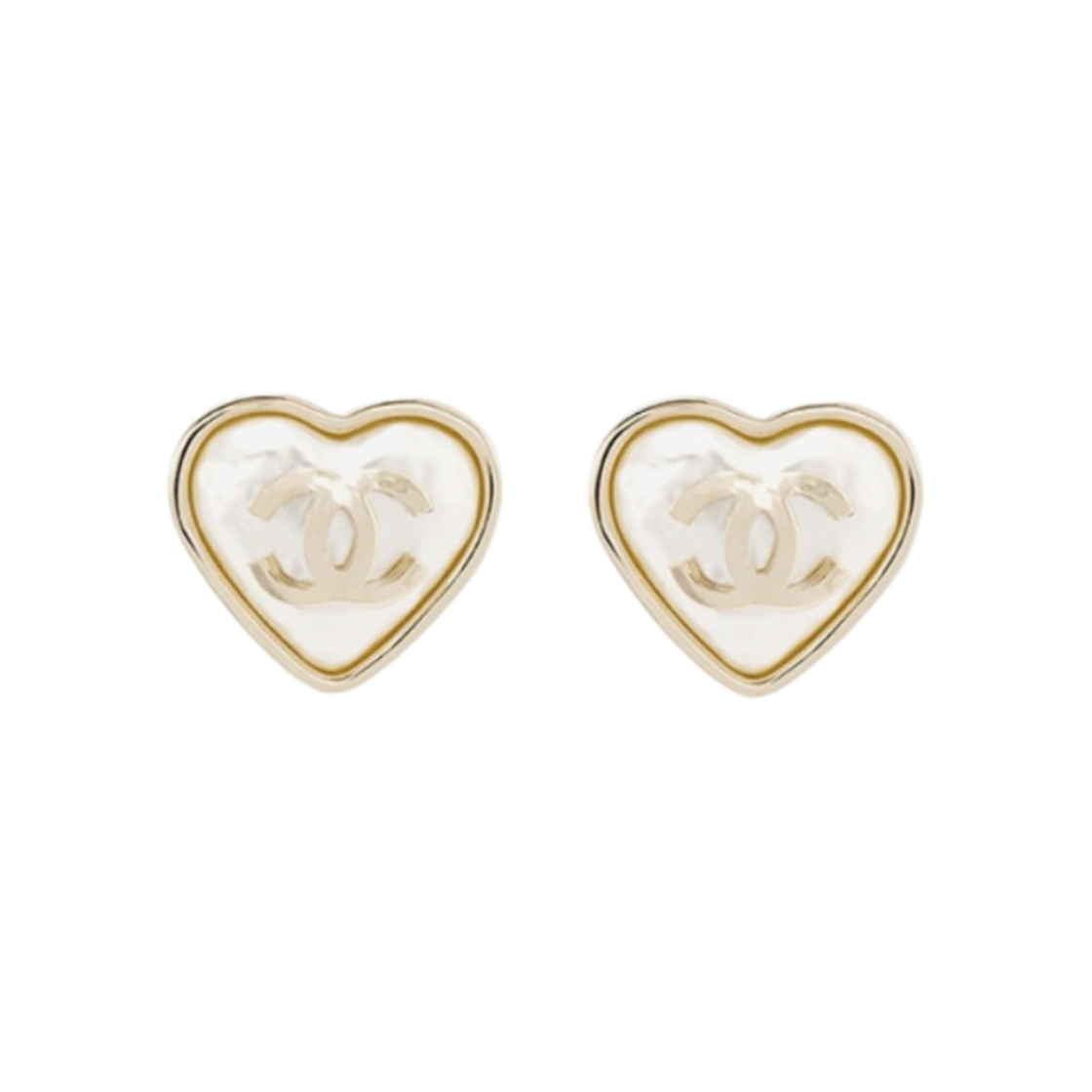 (W) 샤넬 이어링 메탈 레진 & 골드 펄리 화이트((W) Chanel Earrings Metal Resin & Gold Pearly White) - 1
