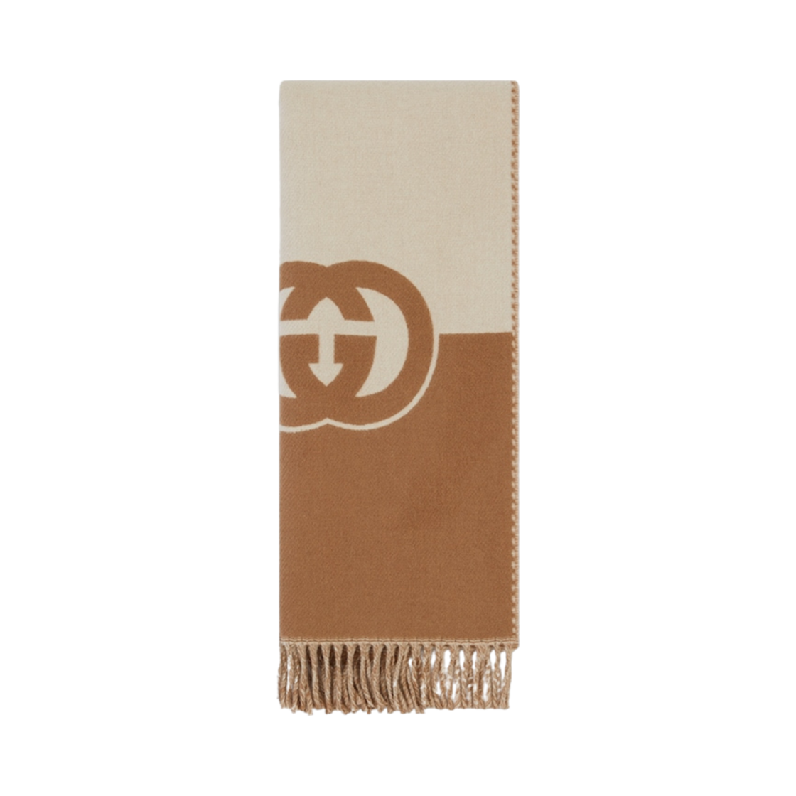715497-3GB02-9279 Gucci Wool Cashmere Muffler with Interlocking G Ivory Beige