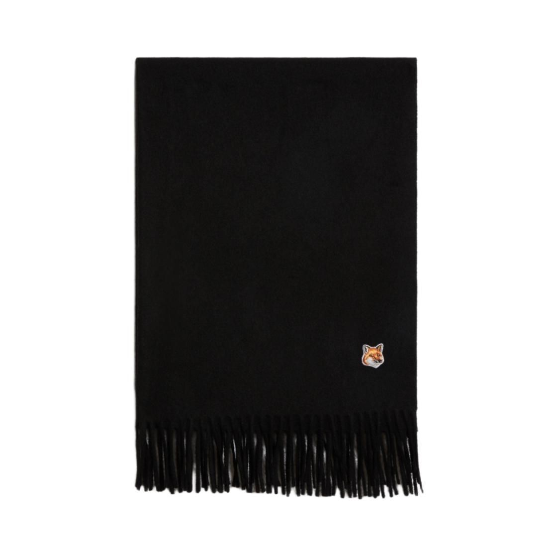 메종 키츠네 스몰 폭스 헤드 울 머플러 블랙(Maison Kitsune Small Fox Head Wool Muffler Black)