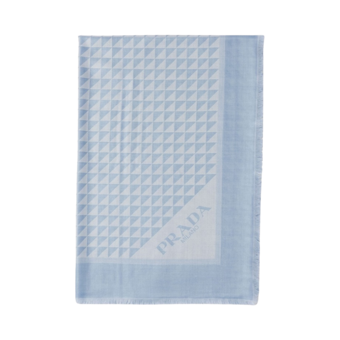 (W) 프라다 울 실크 스카프 스카이 블루 화이트((W) Prada Wool Silk Scarf Sky Blue White) - 1