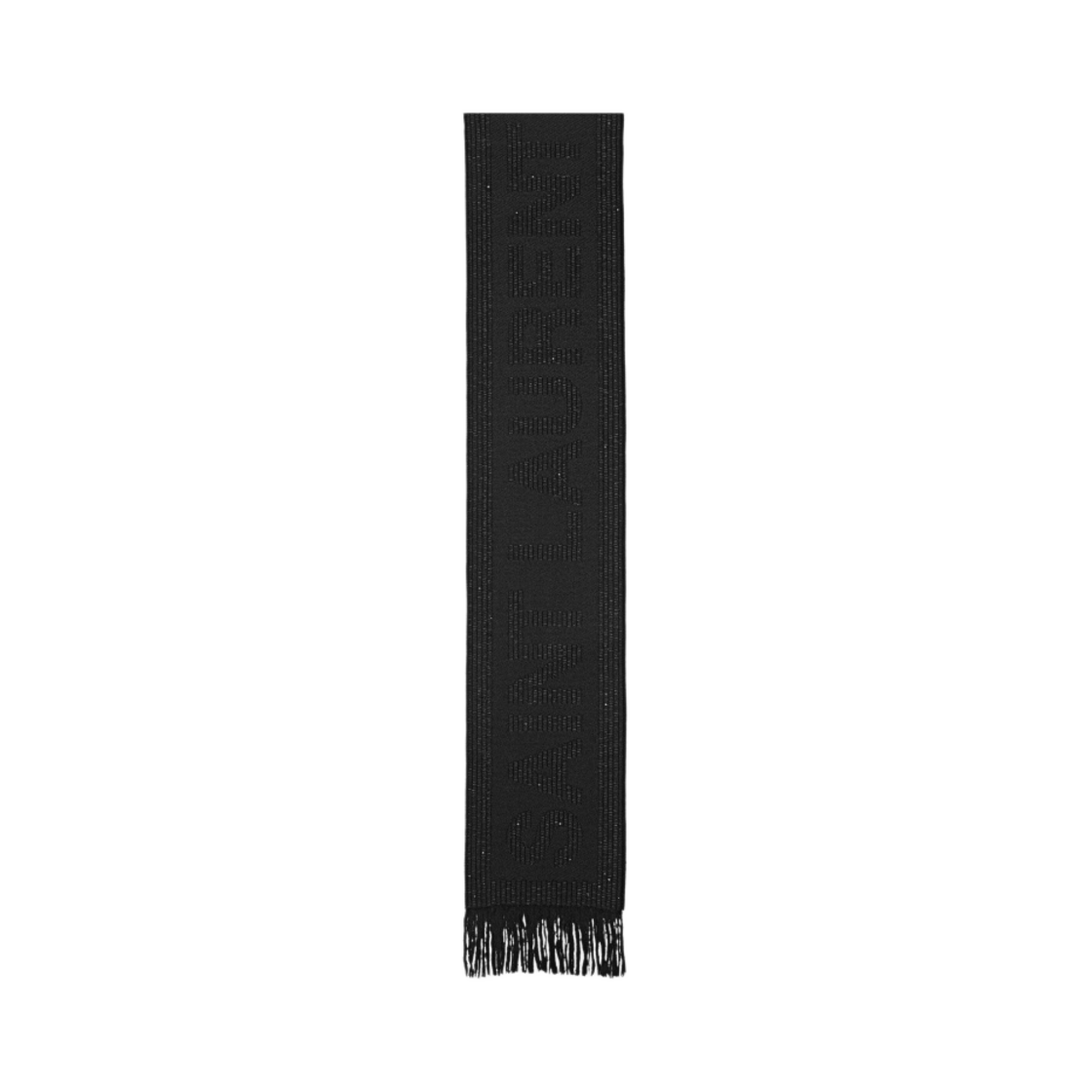 (W) 생로랑 로고 스카프 울 자카드 앤 세퀸 블랙 앤 블랙((W) Saint Laurent Logo Scarf in Wool Jacquard and Sequins Black and Black) - 1