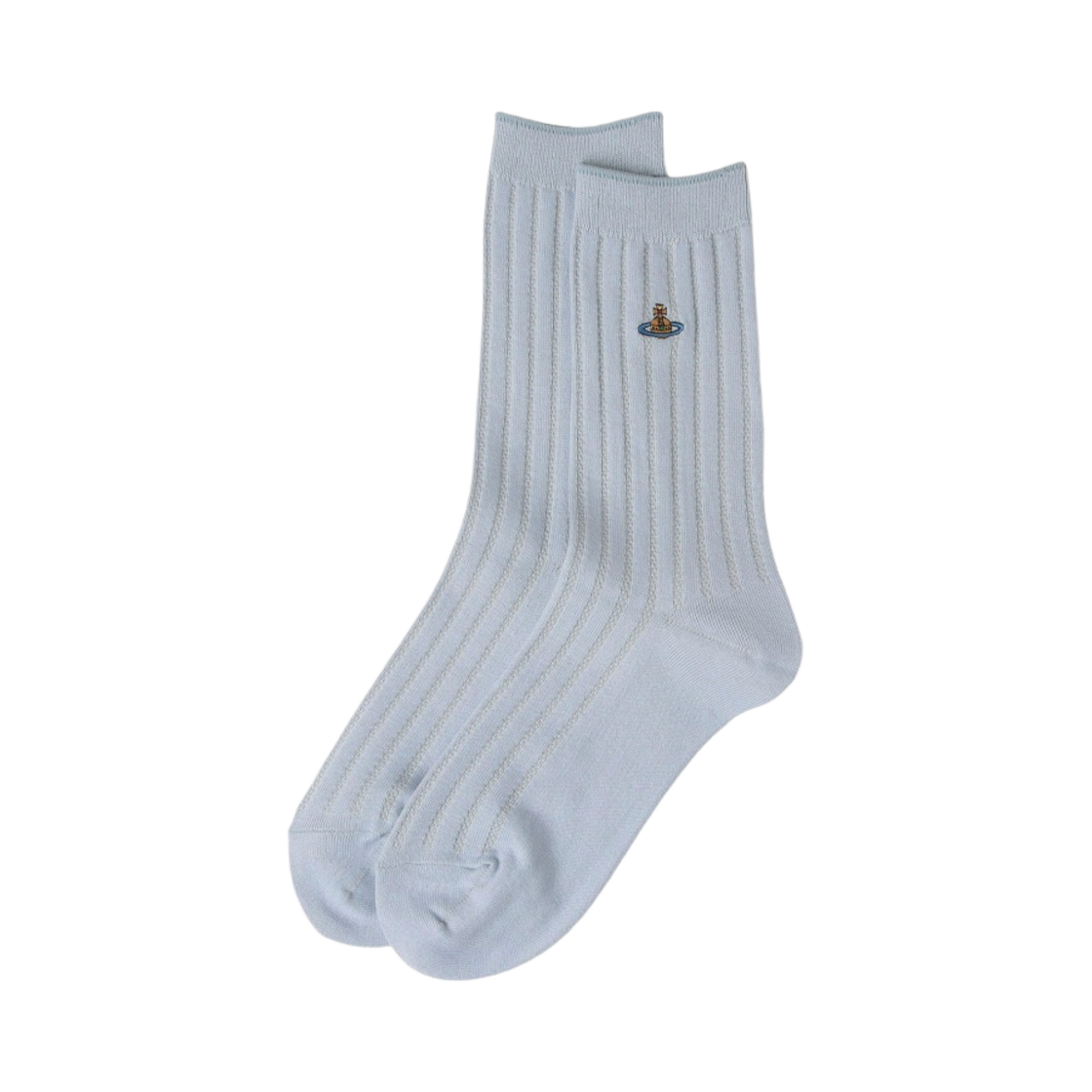 (W) 비비안 웨스트우드 원 포인트 오브 립 크루 삭스 블루((W) Vivienne Westwood One Point Orb Rib Crew Socks Blue) - 1