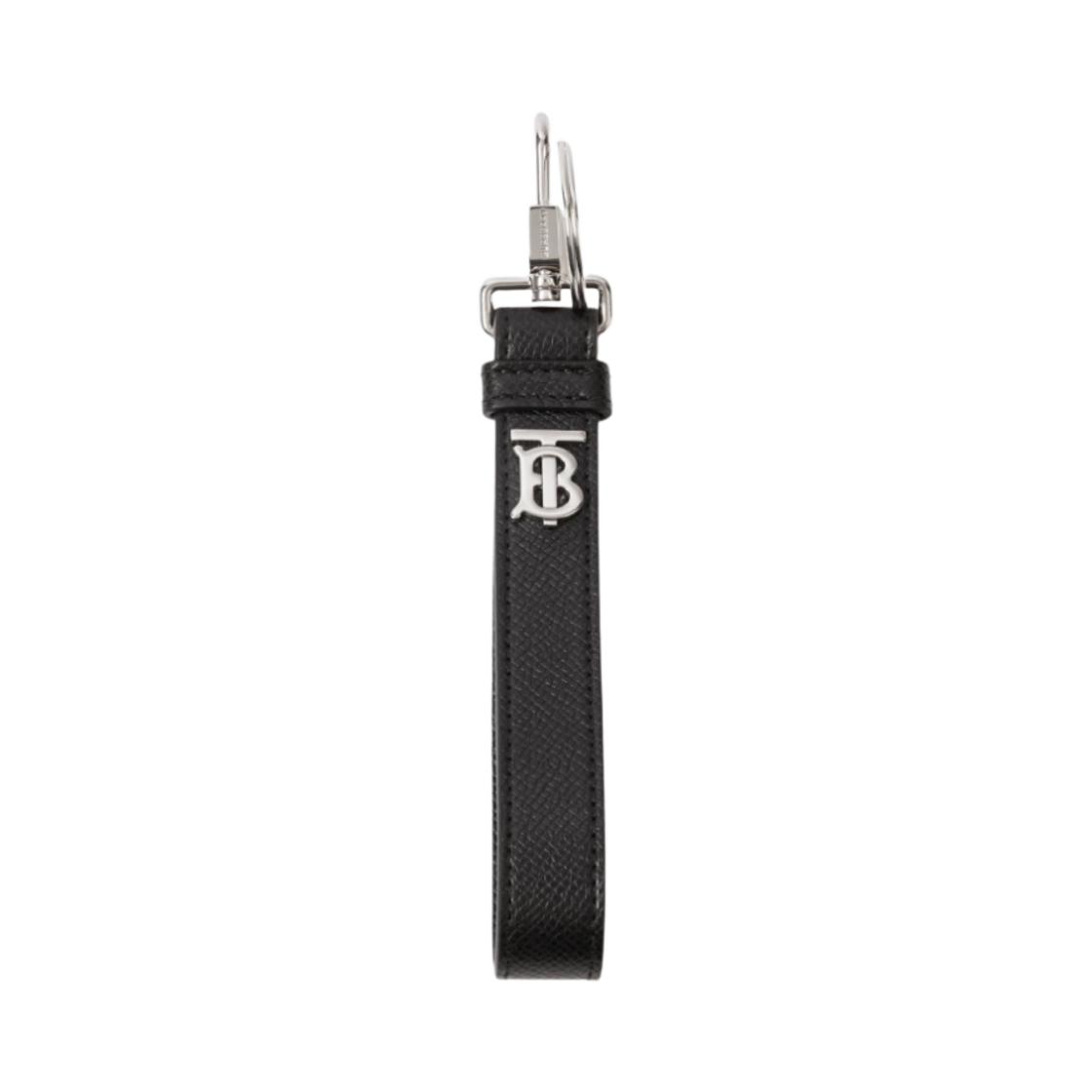 8069293 Burberry Monogram Motif Grainy Leather Keyring Black - 대표 이미지 #1
