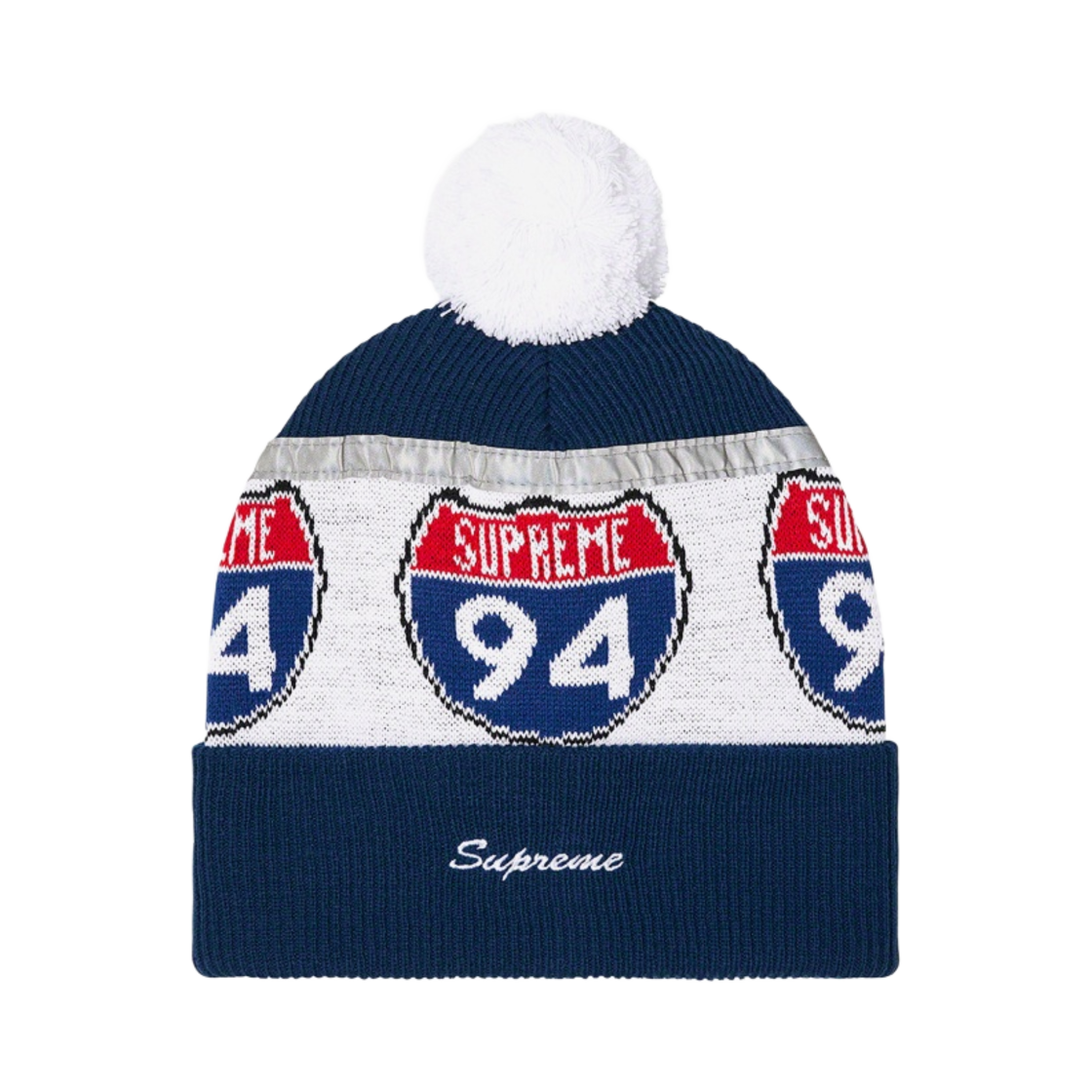 슈프림 인터스테이트 리플렉티브 비니 다크 블루 - 22FW(Supreme Interstate Reflective Beanie Dark Blue - 22FW) - 1