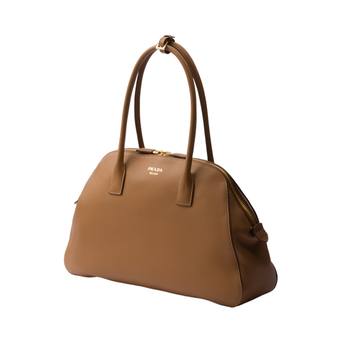 프라다 미디움 레더 토트백 지퍼 클로저 카라멜(Prada Medium Leather Tote Bag with Zipper Closure Caramel) - 3