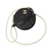Chanel Clutch With Chain Calfskin Imitation Pearls & Gold Black