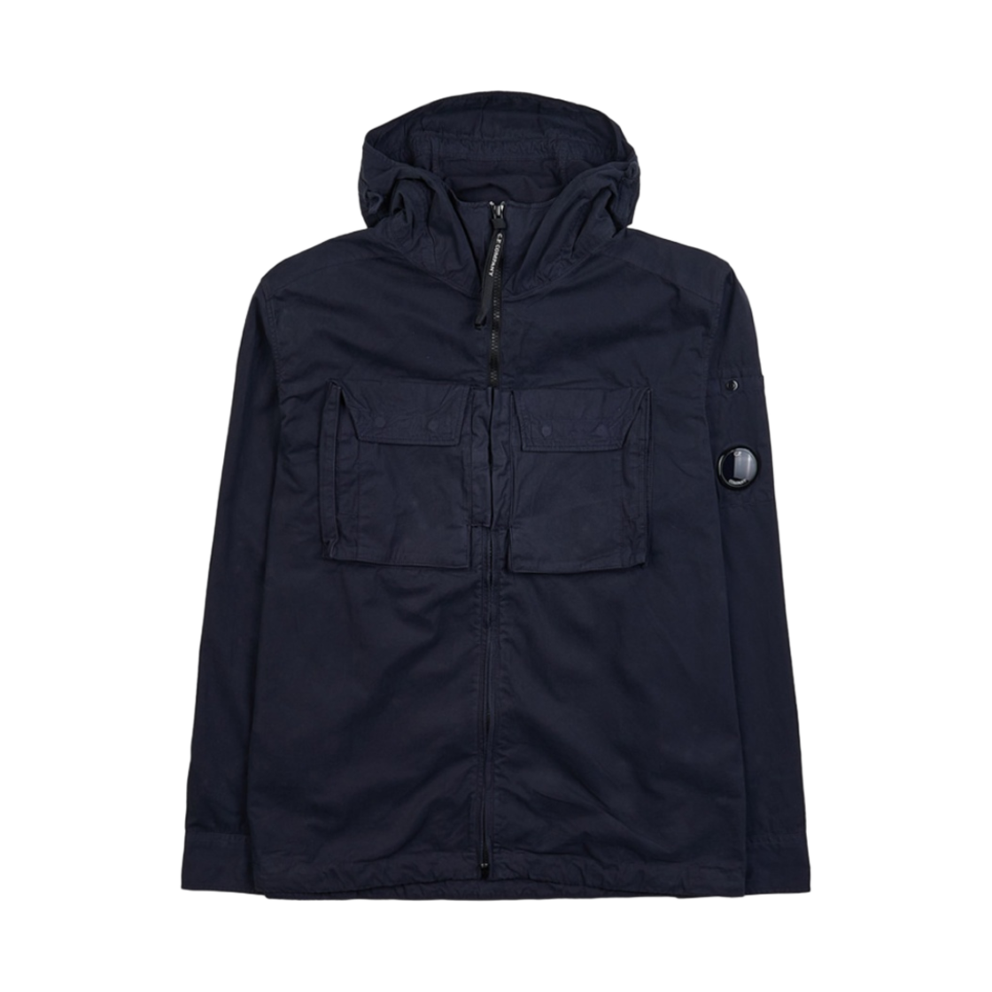 14CMSH093A006069G888 C.P. Company Heavy Popeline Emerized Hooded Shirt Total Eclipse Blue - 23SS