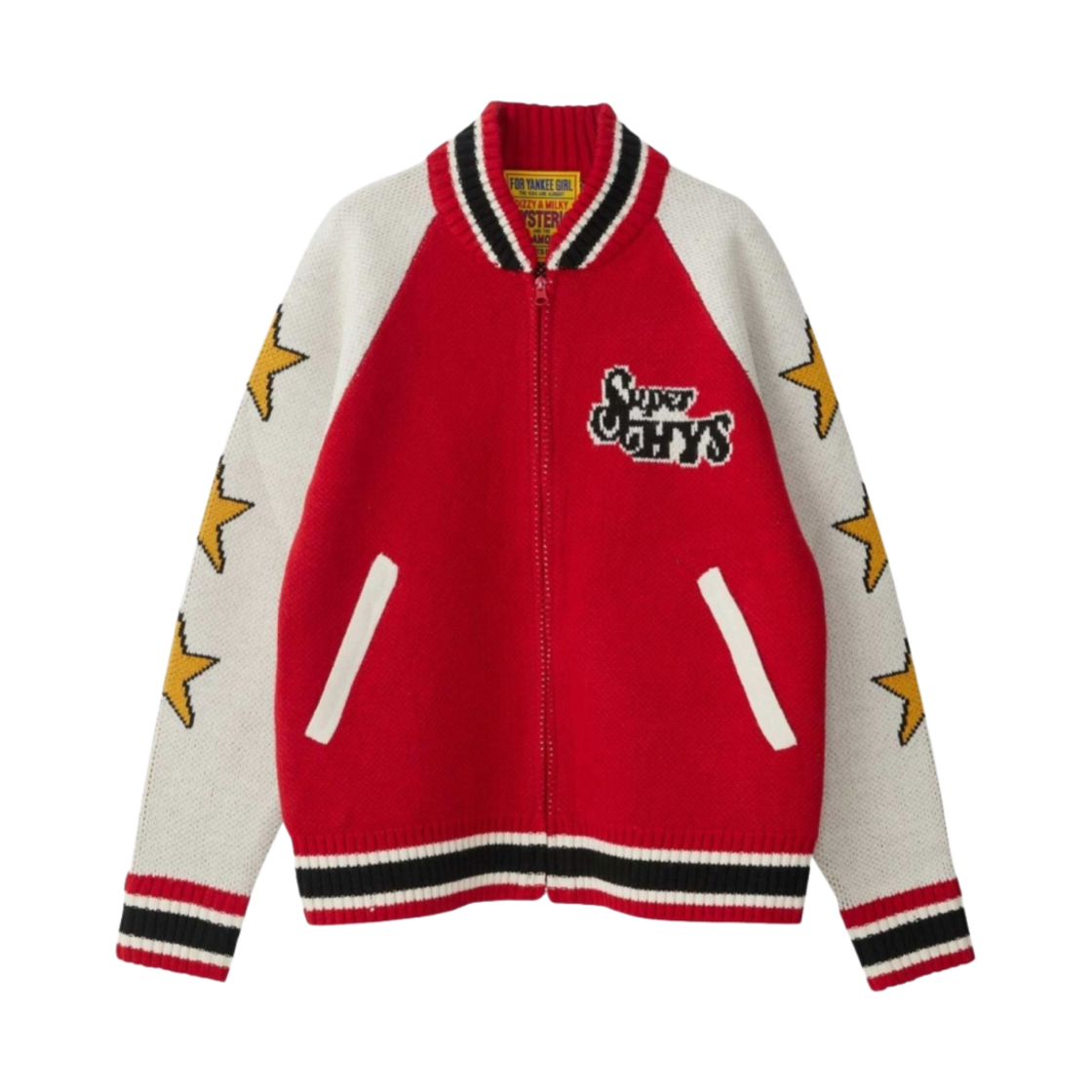 (W) 히스테릭 글래머 슈퍼 HYS 자카드 오버사이즈 점퍼 레드((W) Hysteric Glamour Super HYS Jacquard Oversized Jumper Red) - 2