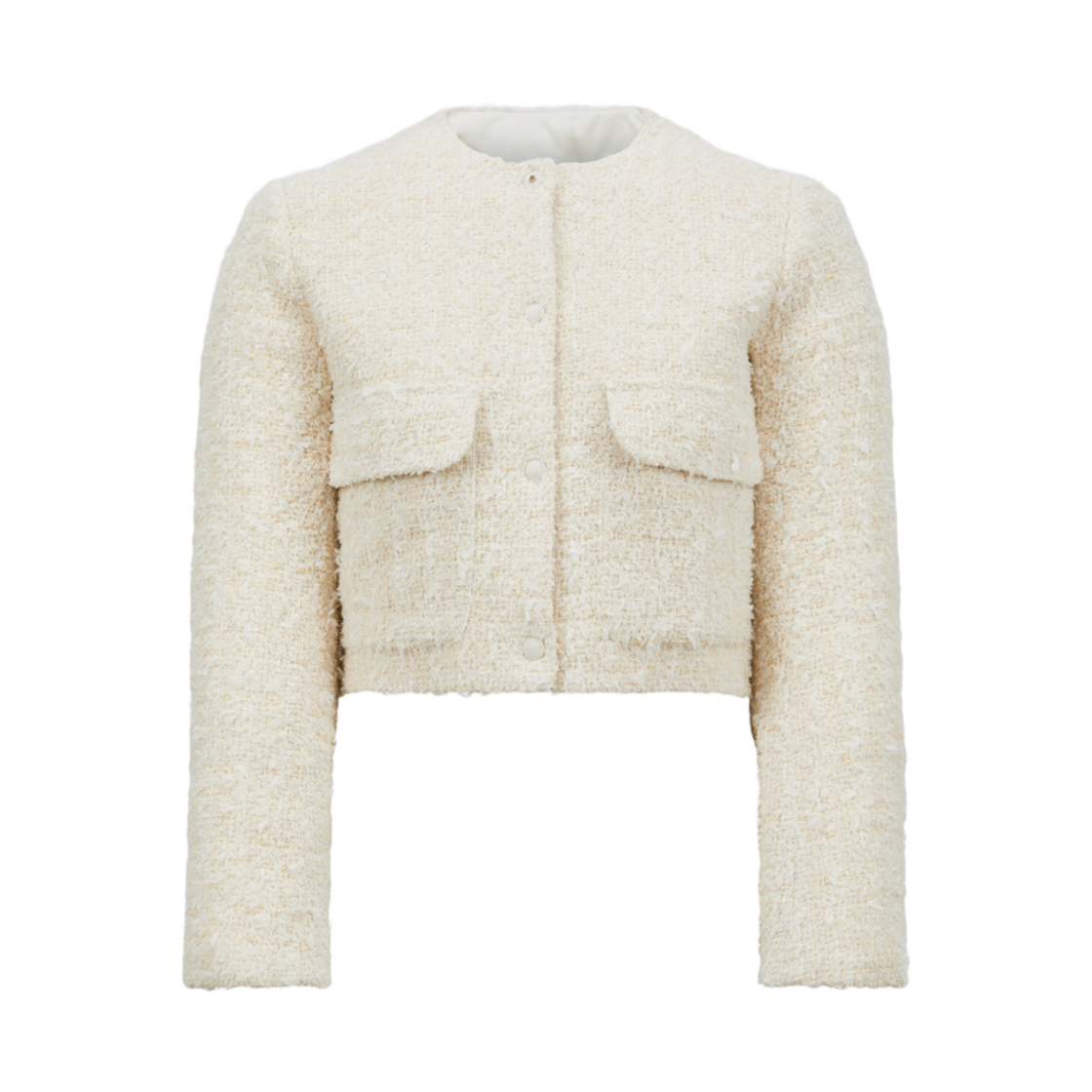 W) 몽클레르 도팽 트위드 쇼트 다운 자켓 화이트 아이보리