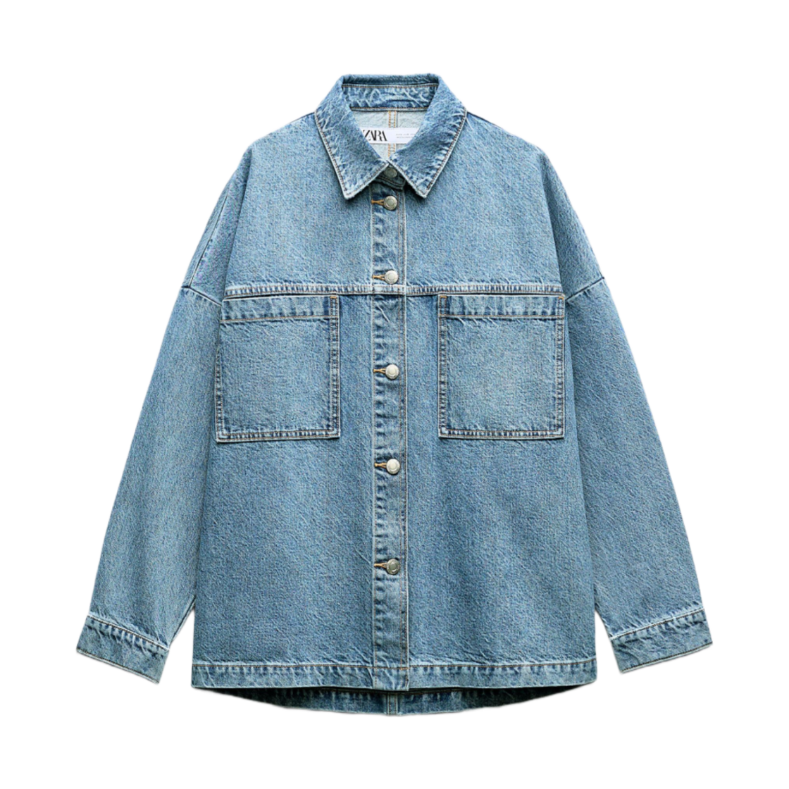 (W) 자라 Z1975 데님 자켓 패치 포켓 미드 블루