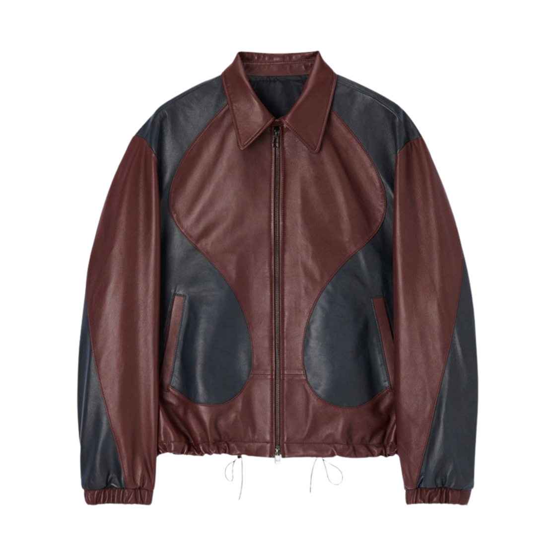 타이핑 미스테이크 램스킨 레더 섹션드 블루종 와인 - 22FW