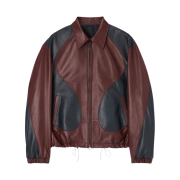 Typing Mistake Lambskin Leather Sectioned Blouson Wine - 22FW