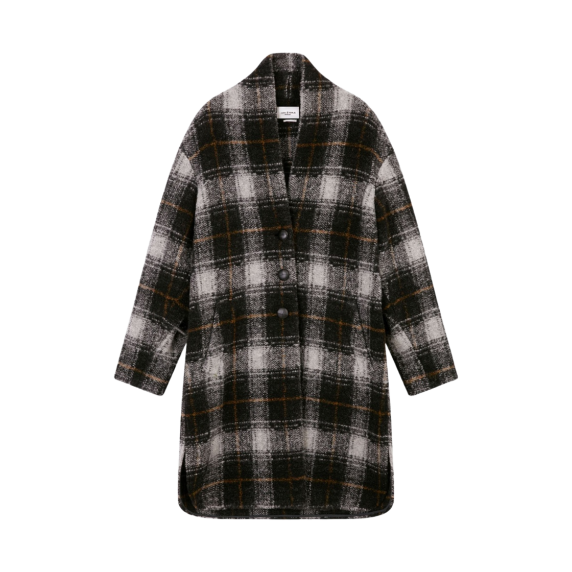 MA1297-22A012E-02AN (W) Isabel Marant Gabriel Checked Coat Anthracite - 22FW