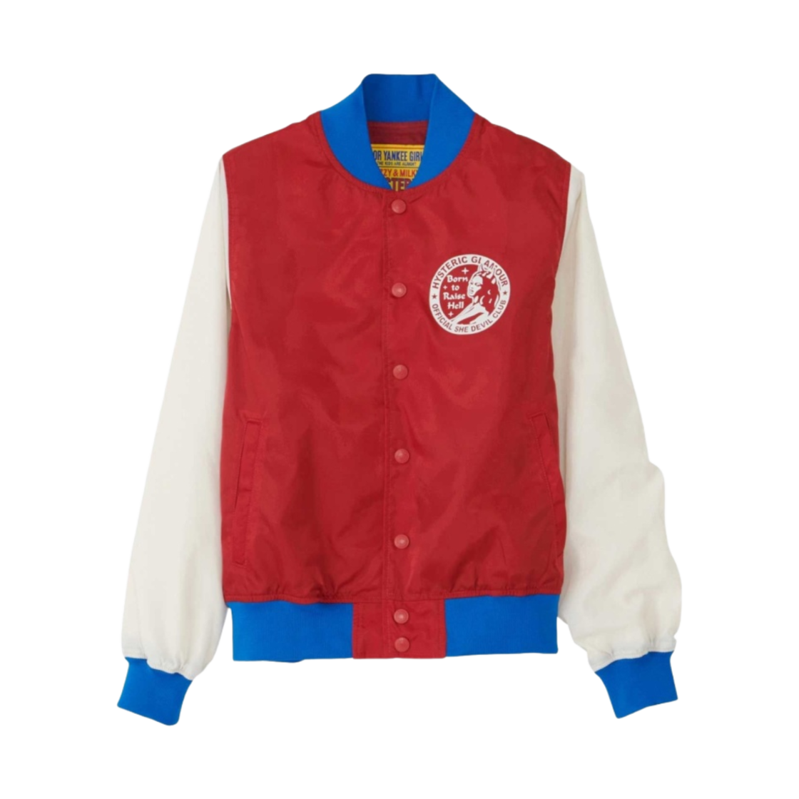 (W) 히스테릭 글래머 본 투 레이즈 헬 스타디움 자켓 레드((W) Hysteric Glamour Born to Raise Hell Stadium Jacket Red) - 2