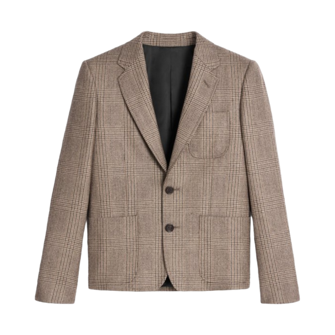 (W) 셀린느 숏 자켓 프린스 오브 웨일스 체크 울 베이지 마론 느와르((W) Celine Short Jacket in Prince Of Wales Check Wool Beige Marron Noir) - 1