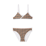 (Kids) Burberry Check Triangle Bikini Archive Beige
