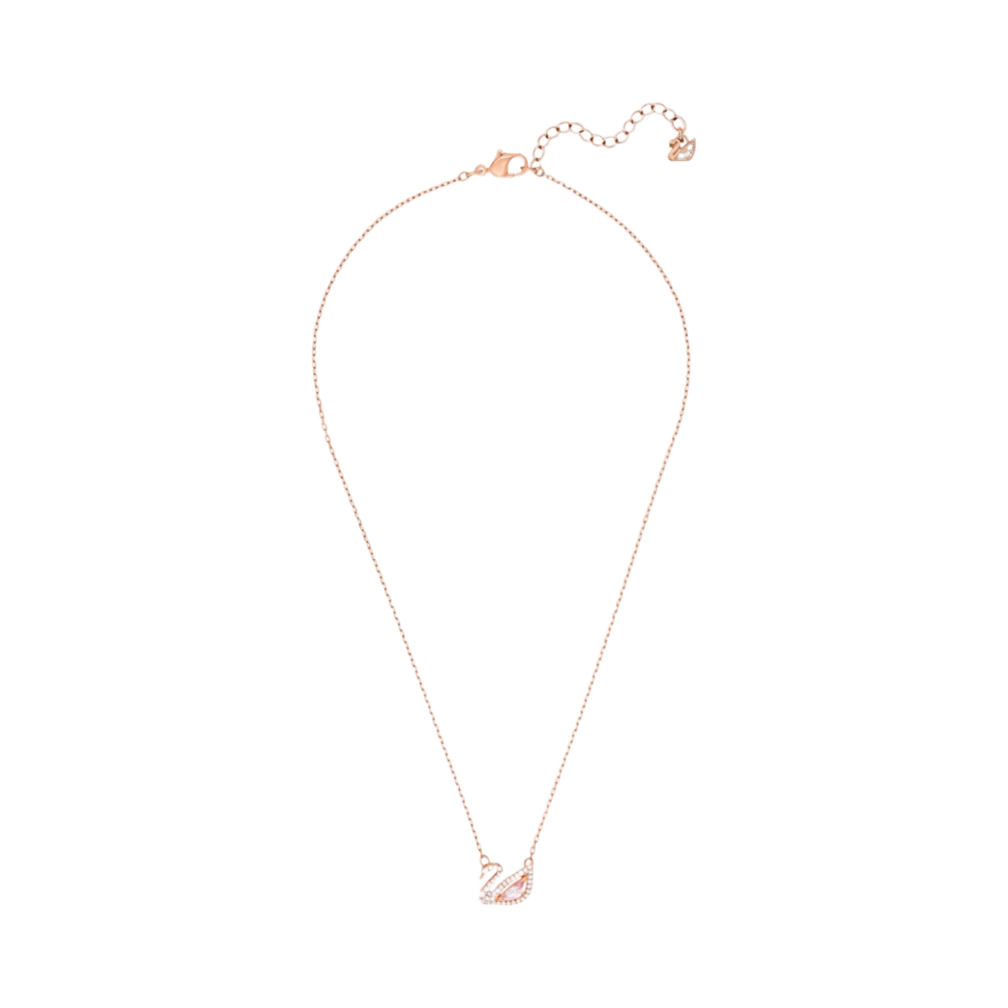 (W) 스와로브스키 다즐링 스완 네클리스 핑크 로즈 골드 플래팅((W) Swarovski Dazzling Swan Necklace Pink Rose Gold Plated)