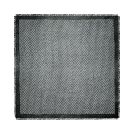 (W) Gucci GG Wool Jacquard Shawl Dark Grey Black