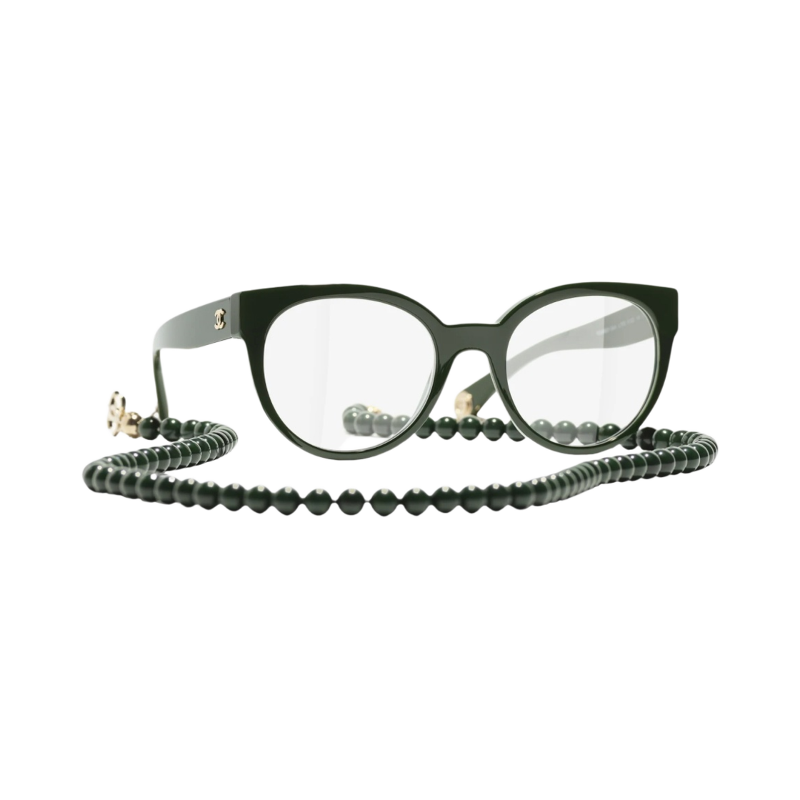샤넬 버터플라이 프레임 아세테이트 글래스 펄 & 다크 크린 골드(Chanel Butterfly Eyeglasses Acetate Glass Pearls & Dark Green Gold) - 2