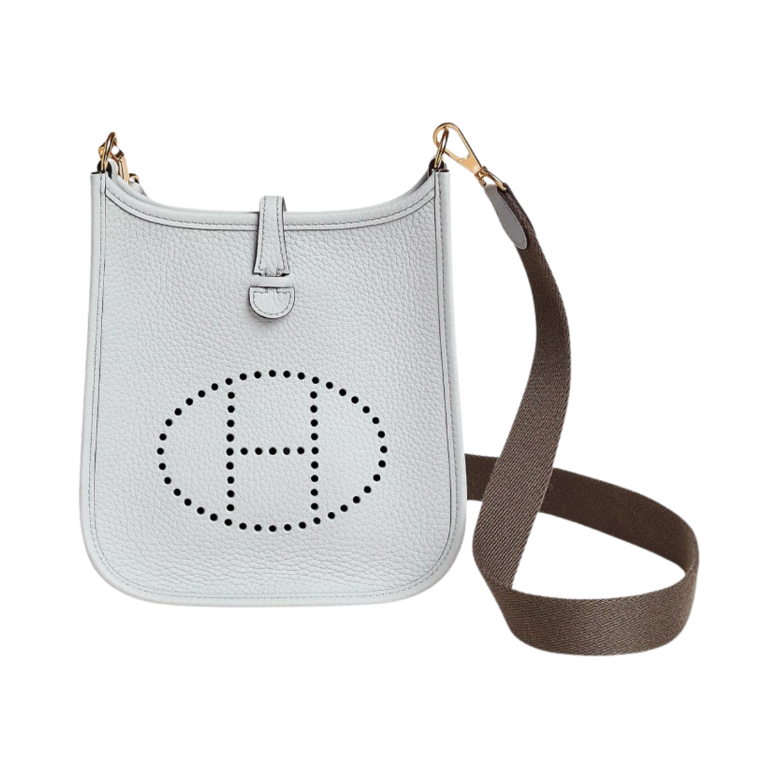 H069426CCCW Hermes Evelyne 16 Amazone Bag Clemence & Gold Bleu Pale Gris Etain