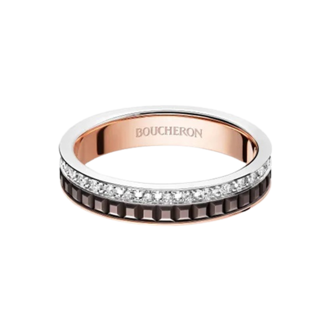 부쉐론 콰트로 클래식 웨딩 밴드 18K 핑크 골드 화이트 골드 옐로우 골드 브라운 PVD 다이아몬드(Boucheron Quatre Classique Wedding Band 18K Pink Gold White Gold Yellow Gold Brown PVD Diamond) - 1