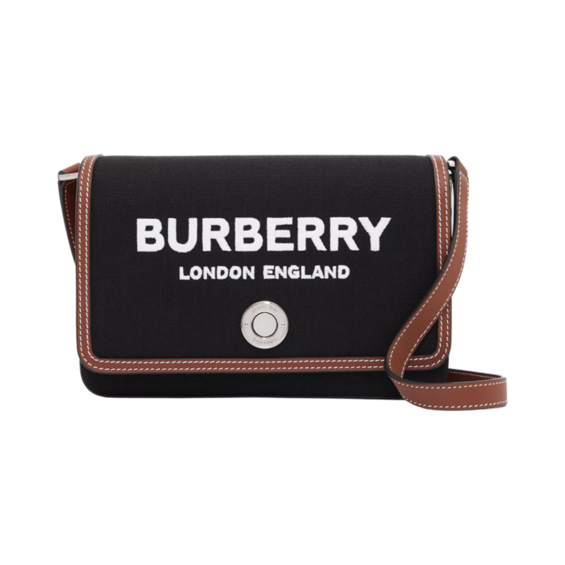 8055181 Burberry Mini Technical Cotton and Leather Note Bag Black
