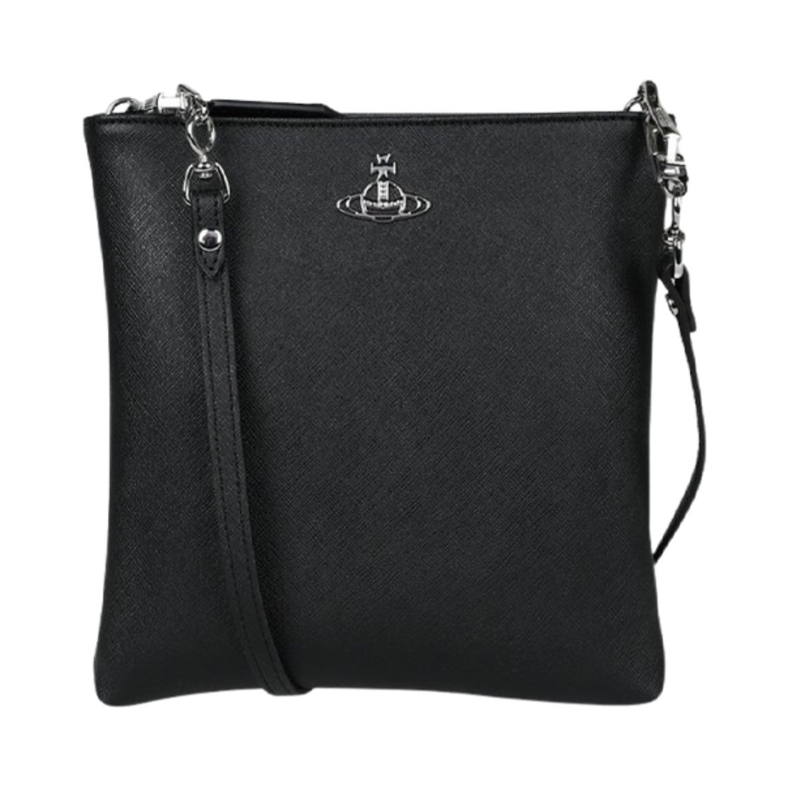 48030008U-S0021-N401 Vivienne Westwood Saffiano Leather Square Crossbody Bag Black