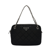 Prada Nylon Quilted Chain Mini Shoulder Bag Black