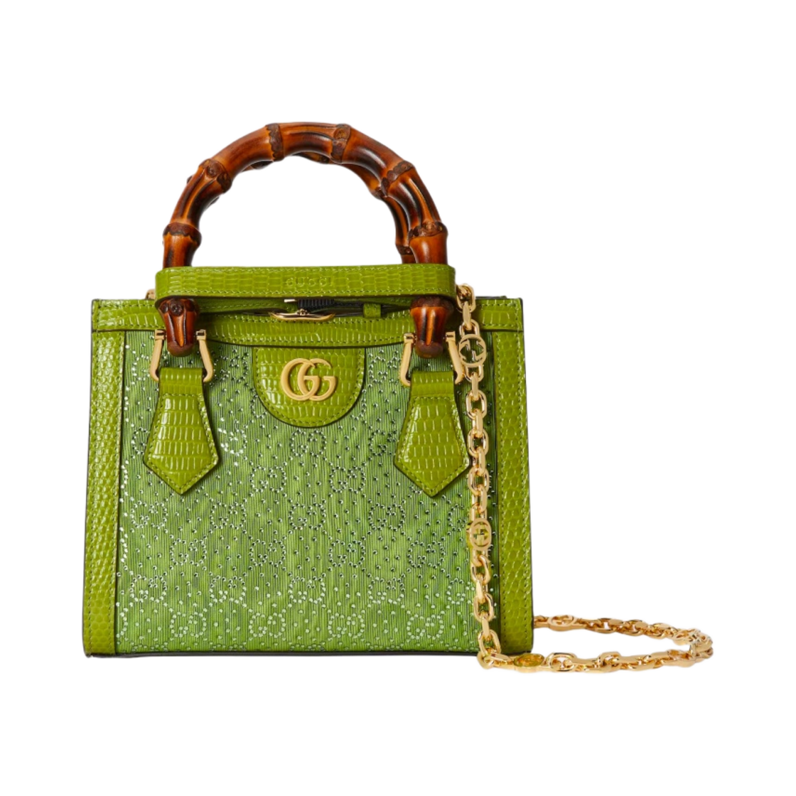 구찌 다이애나 미니 GG 크리스탈 토트백 그린(Gucci Diana Mini GG Crystal Tote Bag Green) - 1