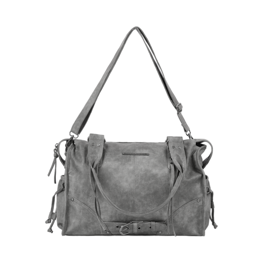 F25QE990GR Fancy Club Belted Washing Leather Bag Gray
