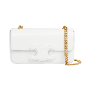 Celine Chain Shoulder Bag Cuir Triomphe in Shiny Calfskin White