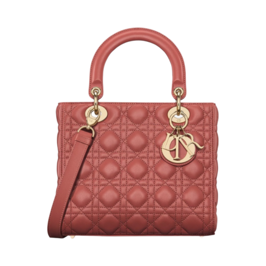 Dior Medium Lady Bag Cannage Lambskin Rust Colored