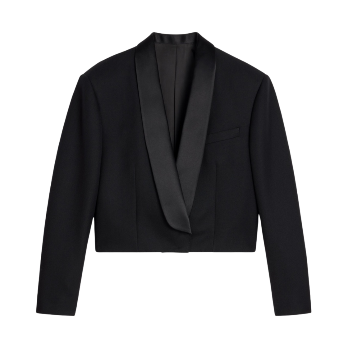 (W) 셀린느 그랑 드 뿌드르 스펜서 턱 자켓 블랙((W) Celine Spencer Tux Jacket in Grain de Poudre Black) - 1