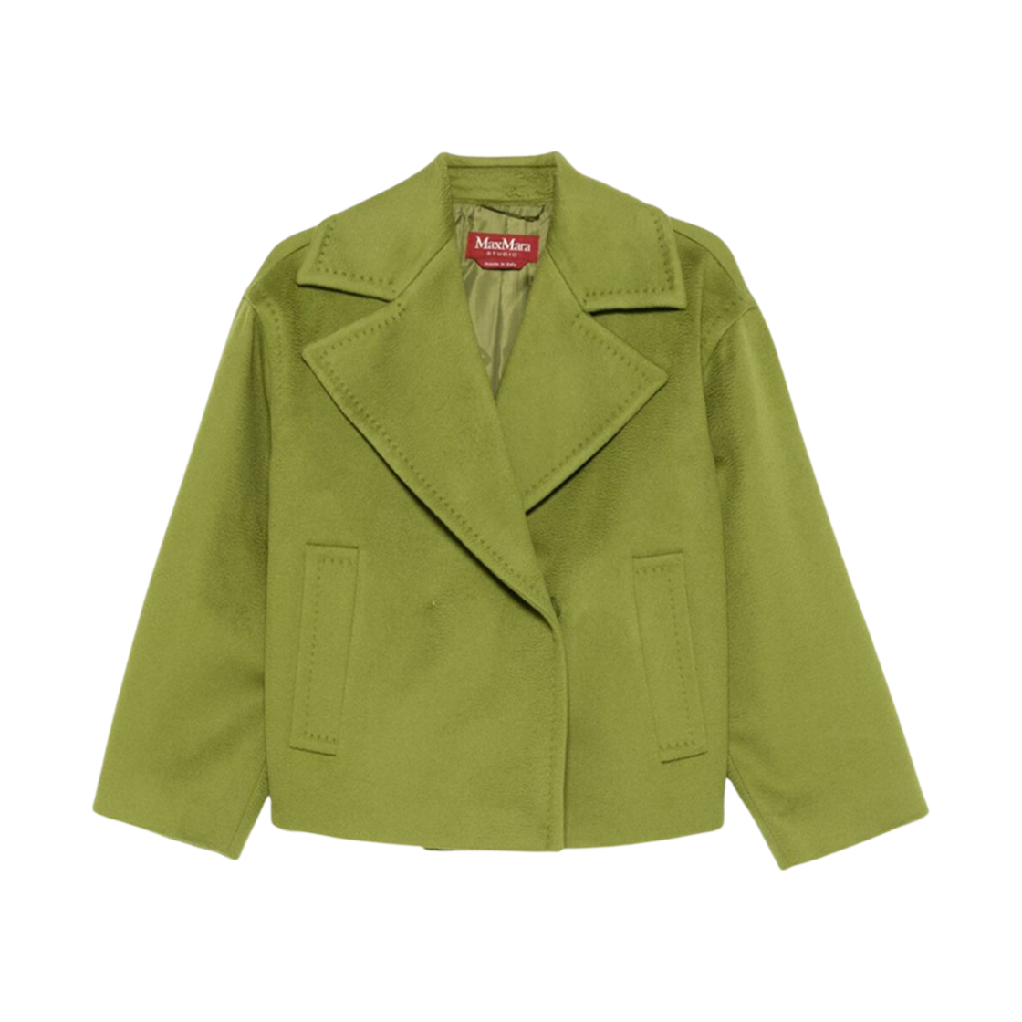 (W) 막스마라 스튜디오 카발라 울 드랩 피 코트 그린((W) Max Mara Studio Cabala Wool Drap Pea Coat Green)