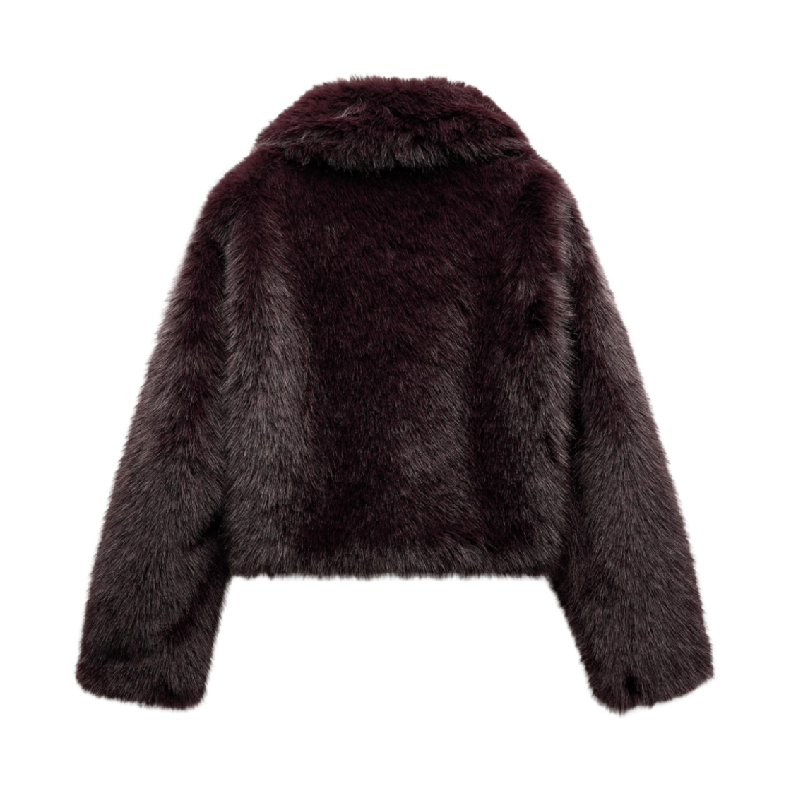 (W) 자라 숏 포우 퍼 코트 버건디((W) Zara Short Faux Fur Coat Burgundy) - 2