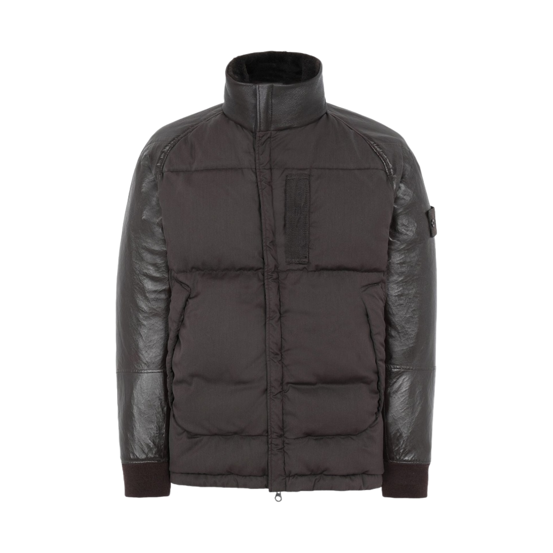 7315002F3-V0070 Stone Island 002F3 Ghost Piece Featherweight Leather Stretch Wool Nylon Down Jacket Dark Brown - 20FW - 대표 이미지 #1