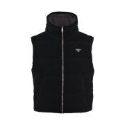 Prada Hooded Technical Fabric Down Vest Black