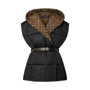 (W) Louis Vuitton Sleeveless Pillow Puffer Wrap Jacket Black