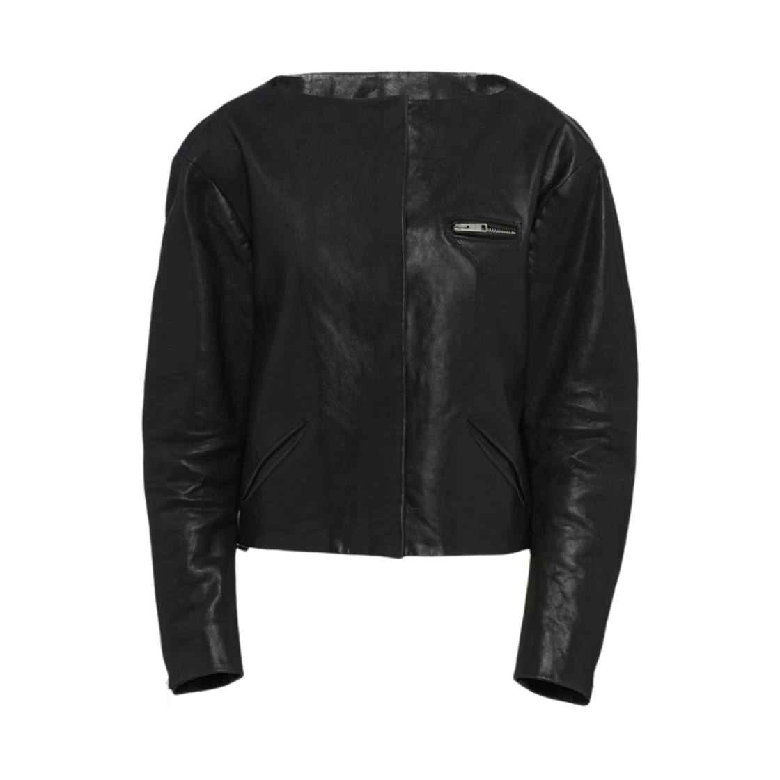 (W) 프라다 레더 자켓 블랙((W) Prada Leather Jacket Black) - 1