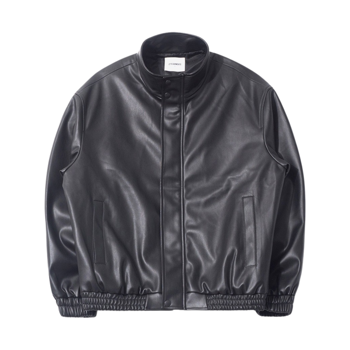 큐티에잇 가먼츠 신세틱 레더 히든 자켓 블랙